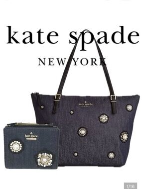 Kate Spade Navy Embellished Tote Bag